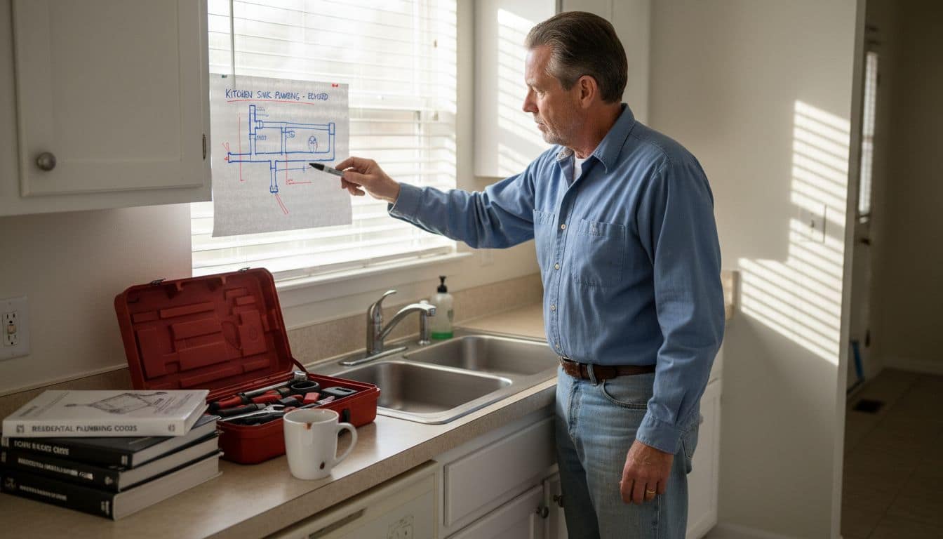 Plumber explains plumbing terminology to homeowner