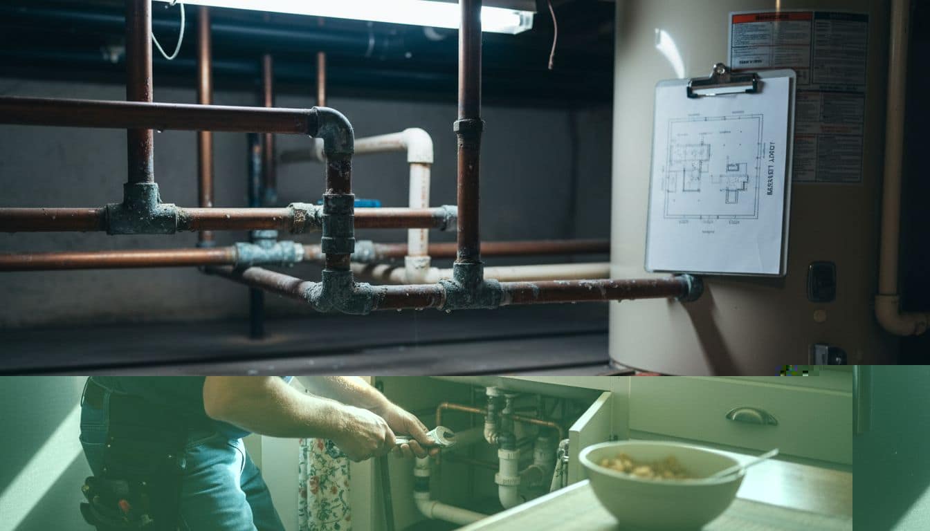 Plumber inspecting pipes under Sacramento kitchen sink