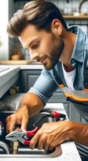 A professional plumber repairing a kitchen sink in Carmichael, CA, showcasing expertise and quality service