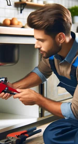 A professional plumber repairing a kitchen sink in Roseville, CA, showcasing expertise and quality service.