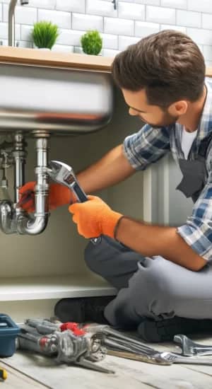 A professional plumber repairing a kitchen sink in Folsom, CA, showcasing expertise and quality service.